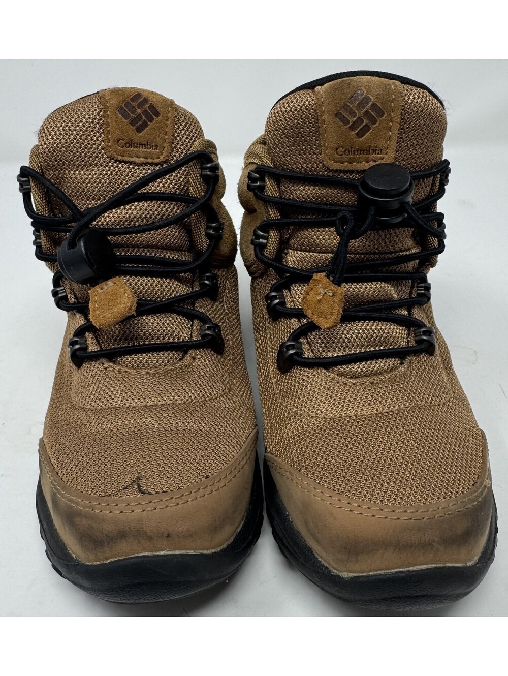 Columbia Waterproof Kids Boys Mid Hiking Lace Up Boots Shoes Tan Suede Size 1